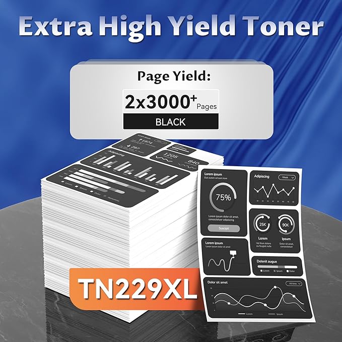 TN229XL Black Toner Cartridges High Yield Compatible for Brother TN229XL TN229 Toner Cartridges for Brother MFC-L3720CDW MFC-L3780CDW HL-L3280CDW HL-L3220CDW HL-L3300CDW HL-L3295CDW Printer(BK,2 Pack)