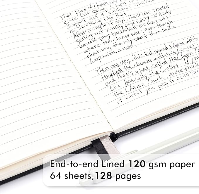 5 Pack Journal Notebook Bulk for School, Feela Hardcover Business Notebooks Classic Ruled Lined Journals with Pen Holder for Work Note Taking, with 5 Black Pens, 120 GSM, 5.1”x8.3”, A5, Black