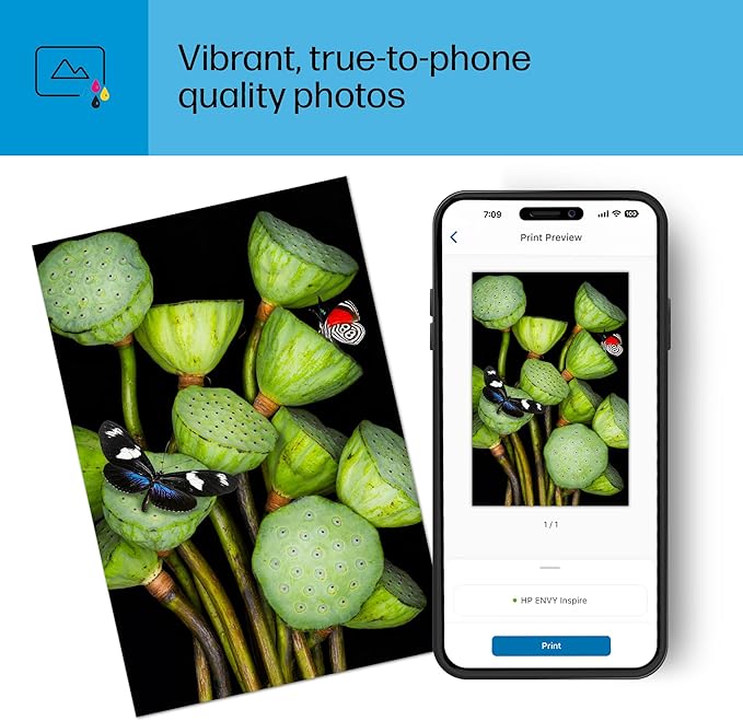 HP ENVY Inspire 7955e Wireless Color Inkjet Printer, Print, scan, copy, Easy setup, Mobile printing, Best-for home, 3 month Instant Ink trial included, White