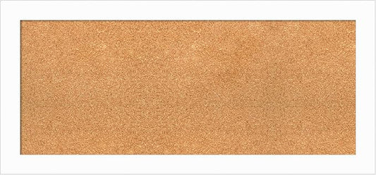 Amanti Art Natural Cork Board for Wall, 17x37 Vision Board with White Frame, Medium Corkboard Office Decor for Home Organization, Casual Corkboard Pinboard to Display Items for Home Organization in