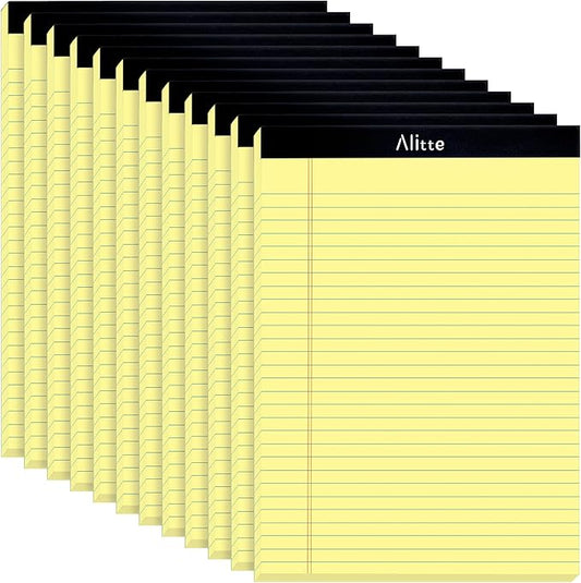 Yellow Legal Notepads 8.5 x 11, Pack of 12 - Perforated Wide Ruled Writing Pad - Premium Thick Paper, No Ink Bleeding - Blank Legal Pads For Home, Office, School, Business - 50 Sheets Per