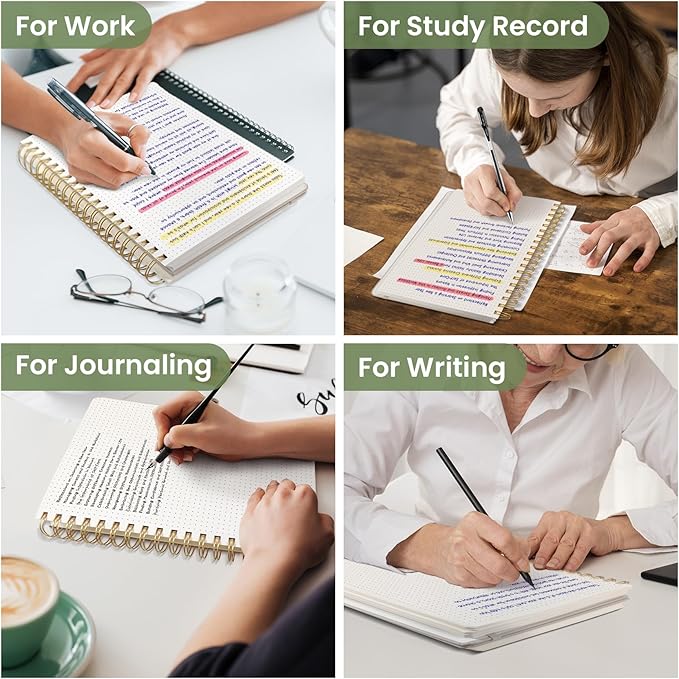 Spiral Dotted Notebook Journal for Work, 300 Pages, Thick B5 (7.1"x10") Bullet Dotted Journal for Women & Writing, Hardcover Notebook for Note Taking, Perfect for Work School Note Taking Business, Green