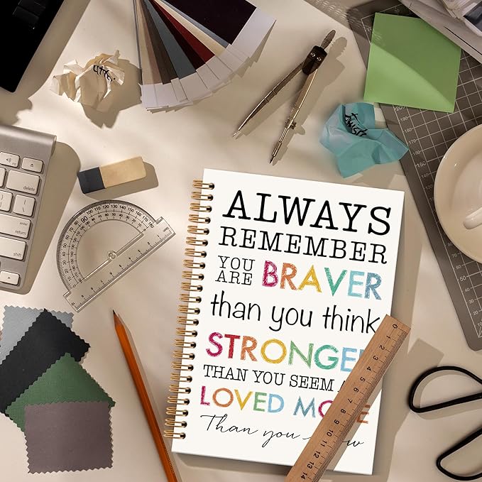 Inspirational Motivational Notebook Journal, Inspirational Gifts Spiral Notebook, You are Brave Motivational Notebooks Gifts for Women Men, Positive Gifts School Office Supplies, 6x8.2In