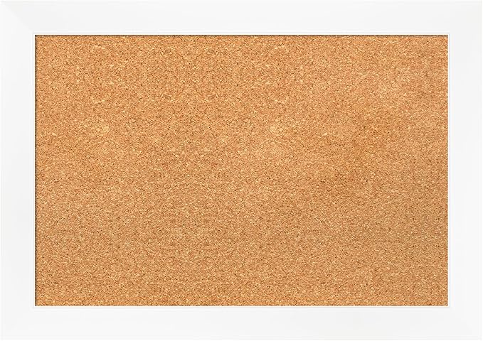 Amanti Art Natural Cork Board for Wall, 19x27 Vision Board with White Frame, Medium Corkboard Office Decor for Home Organization, Modern Corkboard Pinboard to Display Items for Home Organization in