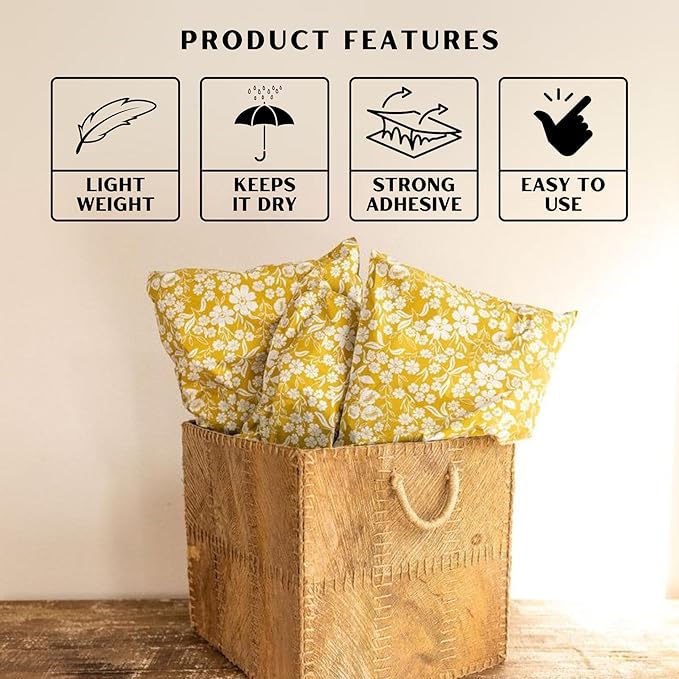 12x15.5 Poly Mailer Envelopes 100 Pcs Large-Sized Colored Designer Shipping Bags For Clothing Cute Mailers Unpadded Self-Sealing Packaging Recyclable Eco-Friendly (Yellow Floral) Mini Wander