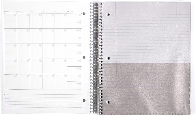 Mintra Office Durable Spiral Notebooks, 5 Subject (Purple, College Ruled 1pk)
