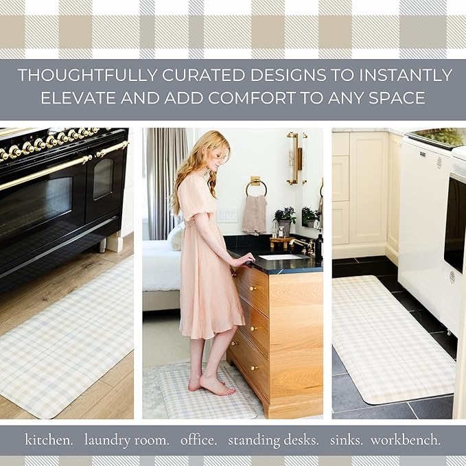 Anti Fatigue Mat by Laurel Lane Co. – Designer Anti Fatigue Mats for Kitchen Floor, Kitchen Mats for Floor, Desk Mat – Cushioned 0.75" Thick – Stain Resistant – Non-Skid Bottom – 20" x 39"