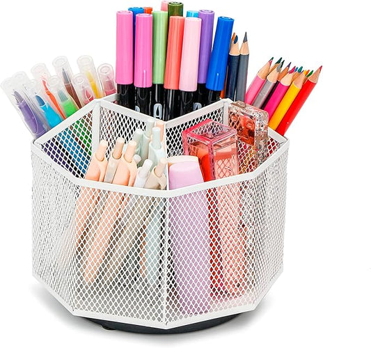 Exerz Desk Organiser/Mesh Desk Tidy Candy/Pen Holder/Multifunctional Organiser 360 Rotating