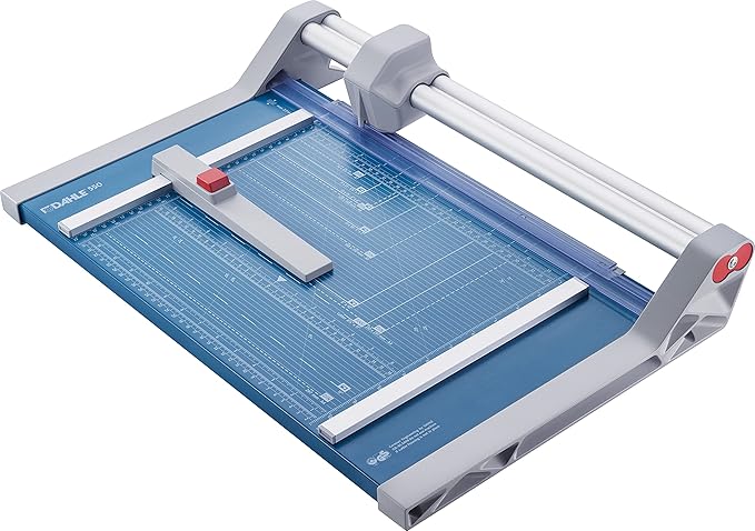 Dahle 550 Professional Rotary Trimmer, 14" Cut Length, 20 Sheet Capacity, Self-Sharpening, Dual Guide Bar, Automatic Clamp, German Engineered Paper Cutter