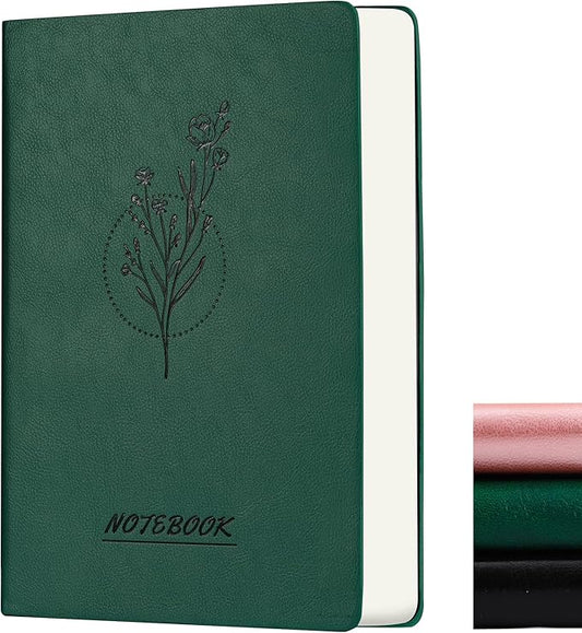 Aesthetic Lined Journal Notebook for Women,300 Pages Softcover Leather Lined Journal Notebook,300 Pages Daily Journal, College Ruled Notebook for Work School, Note Taking 5.75''X8.38'' Green