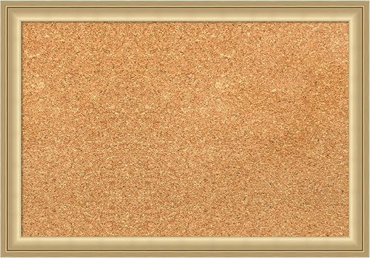 Amanti Art Natural Cork Board for Wall, 14x20 Vision Board with Gold Frame, Small Corkboard Office Decor for Home Organization, Casual Corkboard Pinboard to Display Items for Home Organization in