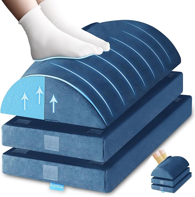KAYFIA Foot Rest for Under Desk at Work XXL(20in) with 3 Adjustable Heights，Foot Stool with Supportive Gel Foam, Warmer Feet Pocket Footrest for Office Gaming Chair, for Leg Support -Blue