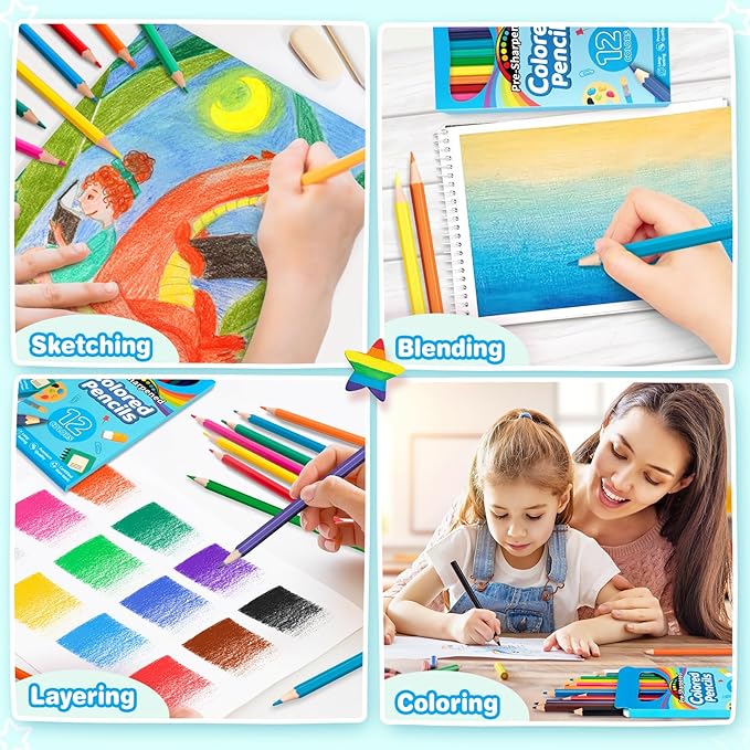 864 Count Colored Pencils Bulk, 72 Pack Colored Pencils for Kids, Pre-sharpened Coloring Pencils in 12 Vibrant Colors, Bulk School Supplies for Teachers, Classroom Prizes, Drawing Art Supplies