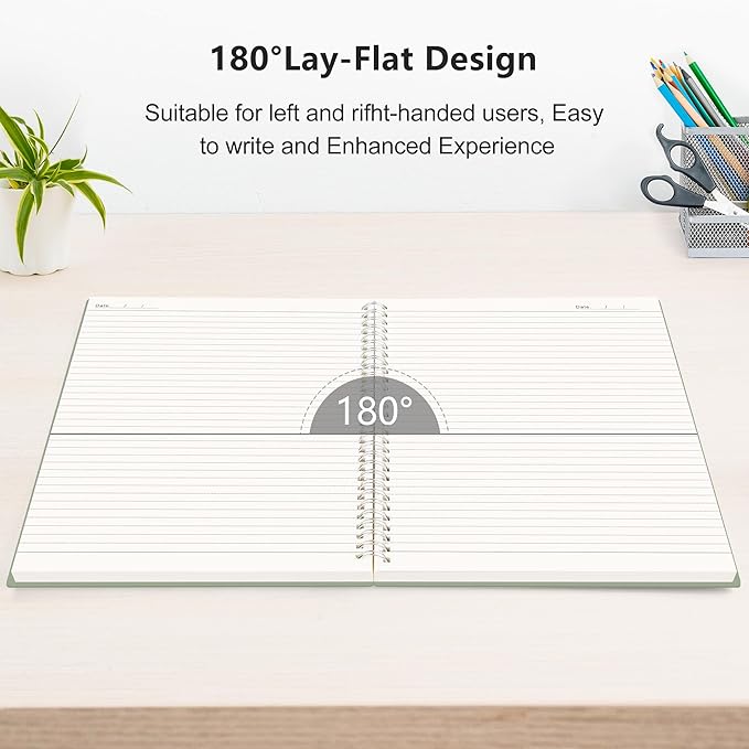 RETTACY Spiral College Ruled Notebook, 300 Pages, A5 Medium Size (5.7" x 8.2"), for School, Work, Writing, Journaling, 100 GSM Thick Paper, Flexible Plastic Cover (Lilac)