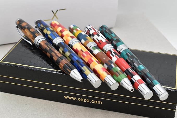 Xezo Urbanite II Fountain Pen, Medium Nib. Ocean Teal and Black Color with Chrome Plating. Handcrafted, Limited Edition, Serialized