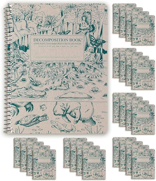Decomposition 24-Pack Everglades College Ruled Spiral Notebooks – 9.75" x 7.5" Journal, 160 Lined Pages Each – 100% Recycled Paper – Bulk Notebooks for Schools, Offices & Institutions – Made in USA