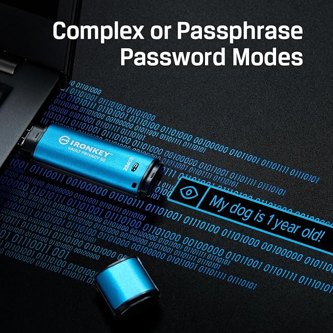 Kingston Ironkey Vault Privacy 50 USB-A 512GB Encrypted Flash Drive | FIPS 197 Certified | XTS-AES 256-bit | BadUSB and Brute Force Protection | Mult-Password Option | IKVP50/512GB