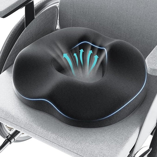 Benazcap Donut Pillow Seat Cushion Hemorrhoid Pillow for Sciatica & Tailbone Pain Relief, Memory Foam Cushion by Ergonomic for Coccyx, Sciatica, Pregnancy, Postpartum- Darkgray