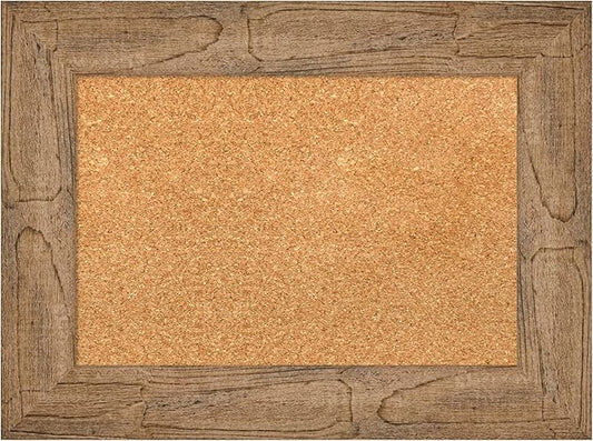 Amanti Art Natural Cork Board for Wall, 18x24 Vision Board with Brown Wood Frame, Small Corkboard Office Decor for Home Organization, Country Rustic Corkboard Pinboard to Display Items for Home