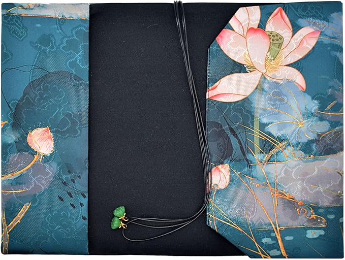 BLBMH A5 Book Covers for Paperbacks Book Cover for Privacy Fit for 5.5x8.3 inch Adjustable Book Sleeve Cover for A5 Diary Books Fabric Softcover Protector for Notebook - Lotus B