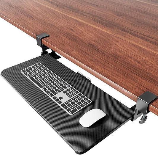 Large Keyboard Tray Under Desk Slide Out with Extra Sturdy C Clamp Mount System,26'' (30'' including Clamps) x11 Slide-Out Keyboard Drawer Under Desk for Typing,Keyboard Mouse Tray,Black