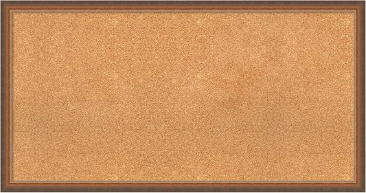 Amanti Art Natural Cork Board for Wall, 22x42 Vision Board with Bronze Frame, Large Corkboard Office Decor for Home Organization, Modern Corkboard Pinboard to Display Items for Home Organization in