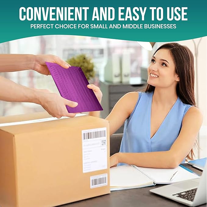 Levex - #000 4" x 8" [10 Pack] Purple Poly Bubble Mailers, Padded Envelope Mailers, Packing Envelope & Mailing Bags for Shipping