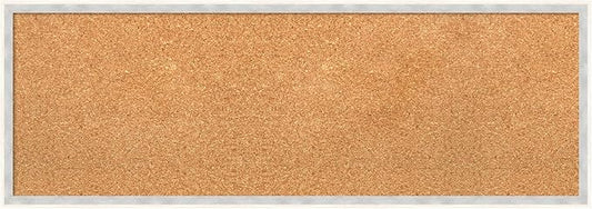 Amanti Art Natural Cork Board for Wall, 13x37 Vision Board with White Frame, Medium Corkboard Office Decor for Home Organization, Modern Corkboard Pinboard to Display Items for Home Organization in
