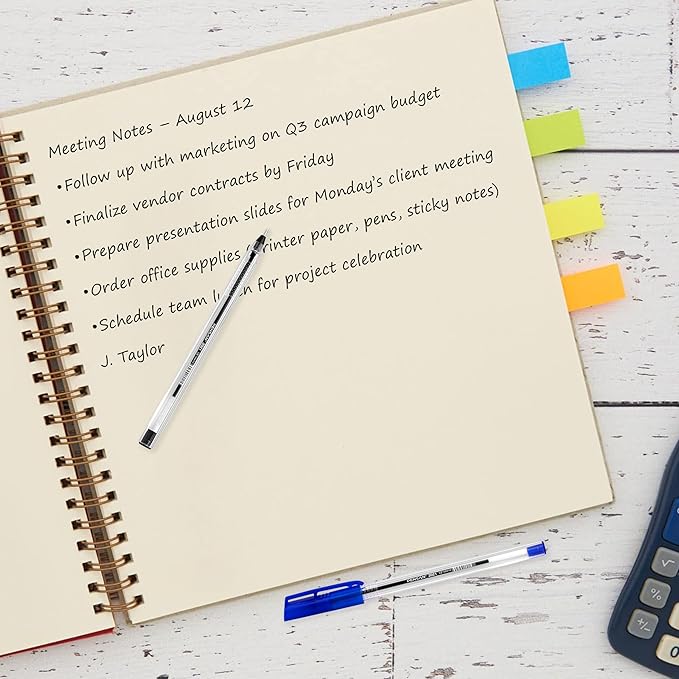 Ballpoint Pens Bulk Pack, 250-Count – (125 Black & 125 Blue) Ink Pens, 1.0mm Medium Point, Ergonomic Triangle Grip, Smooth Writing