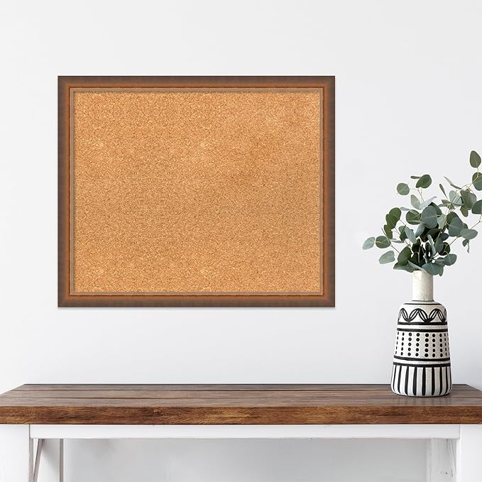 Amanti Art Natural Cork Board for Wall, 20x24 Vision Board with Bronze Frame, Medium Corkboard Office Decor for Home Organization, Modern Corkboard Pinboard to Display Items for Home Organization in
