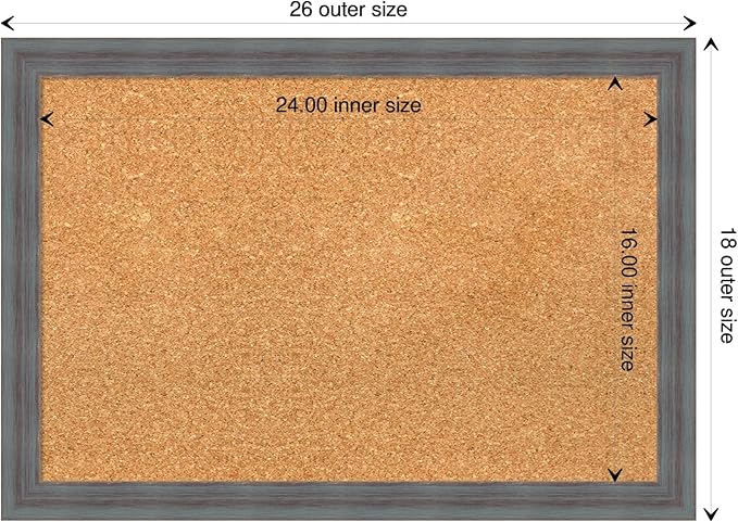 Amanti Art Natural Cork Board for Wall, 18x26 Vision Board with Blue Wood Frame, Medium Corkboard Office Decor for Home Organization, Rustic Farmhouse Corkboard Pinboard to display items for home