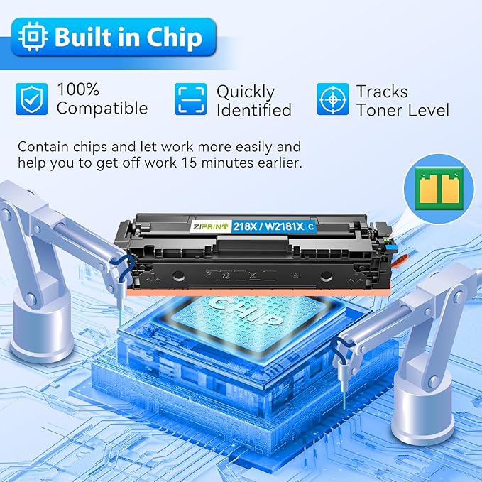 218X Toner Cartridges 4 Pack with Chip - 3301fdw Compatible Replacement for HP 218A 218X Color Laserjet Pro MFP 3301fdw 3301sdw 3201dw 3301cdw Printer High Yield W2180A (Black Yellow Magenta Cyan)