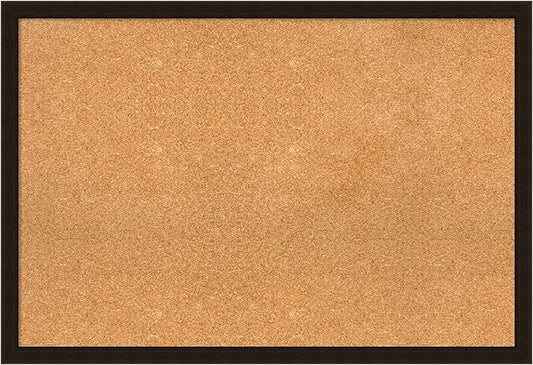 Amanti Art Natural Cork Board for Wall, 26x38 Vision Board with Brown Wood Frame, Large Corkboard Office Decor for Home Organization, Rustic Farmhouse Corkboard Pinboard to display items for home