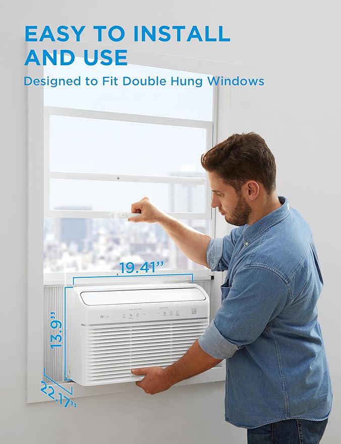Midea 8,000 BTU Smart Inverter Air Conditioner Window Unit with Heat and Dehumidifier – Cools up to 350 Sq. Ft., Energy Star Rated, Quiet Operation, Electronic Controls, Remote Control, White