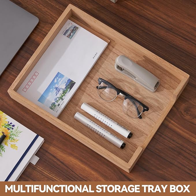 Kirigen Wood Letter-Size Tray Single-Tier (TP-NA)- Wooden Tones Collection Front-Load Documents Tray for Office Desktop Organizer - Desk Magazine, File, Folder, Paper Holder Natural