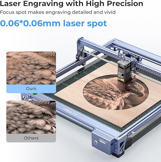 Creality Falcon 5W Laser Engraver Machine with Honeycomb Laser Bed 500x500, 10000mm/min, 72W High-Precision Laser Cutter for Wood, Acrylic, and Metal, Easy Setup and Out-of-The-Box
