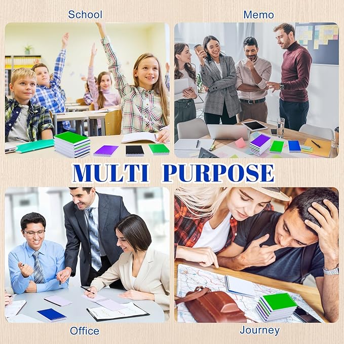 40 Pcs Small Pocket Notebooks 3 x 5 Inch Mini Memo Spiral Notepads Top Bound College Ruled Lined Note Pads for Back School Office Journaling Noting, 75 Sheets/Pad (Dark Color)