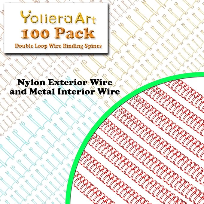 100 Pack Double Loop Wire Binding Spines, YolieraArt Wire Binding Spines, 7/16 Inch Binding Wire for Letter Size (80 Sheet Capacity, 100P, 3:1 Pitch, Red)