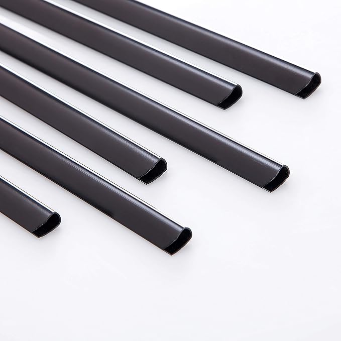 BNC Slide and Grip Binding Bars, 1/4 Inches, Black Color, Letter Size Pack of 100, 30 to 40 Sheet Capacity, Round Corner (1/4 Inches, Black)