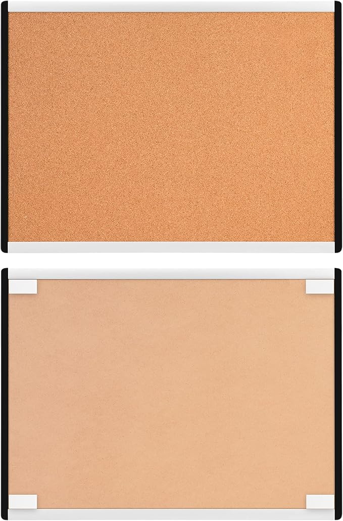 Amazon Basics Cork BulletinBoard, 23" x 17", Pin Board for Office & Home with Aluminum/Plastic Frame, 1 Pack