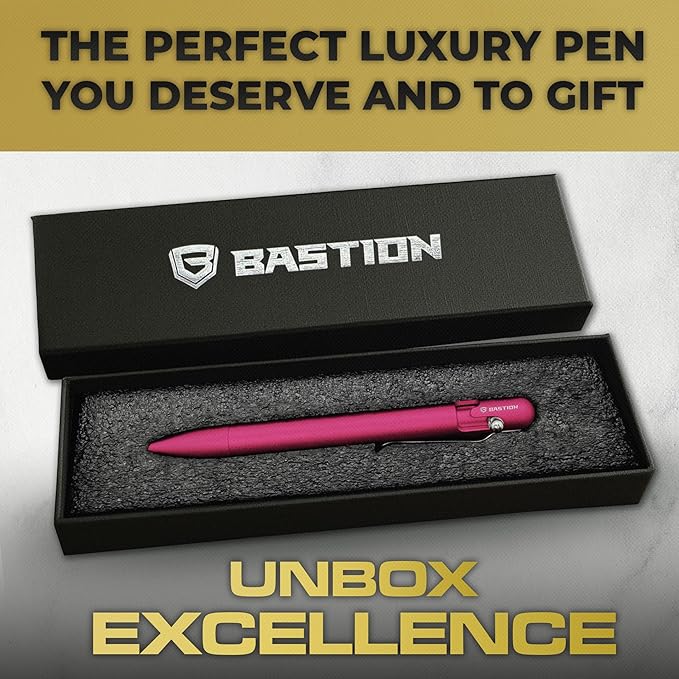 BASTION® Luxury Bolt Action Pen, Durable Professional Ballpoint Pen with Fine Tip, EDC Pen, Ink Refillable Pen for Birthday Gift, Travel Pen for School and Work