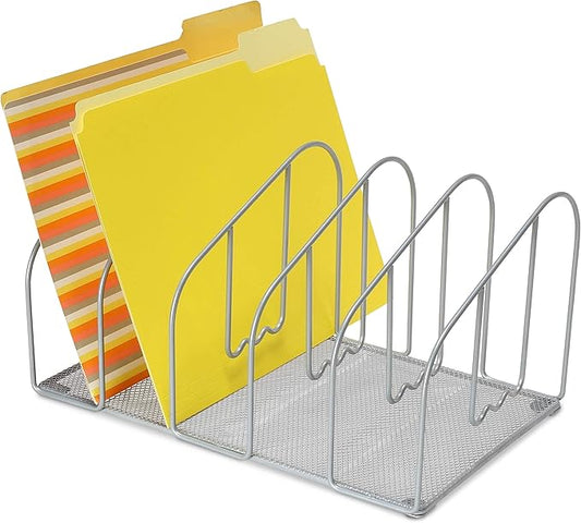 Deco Brothers File Sorter Organizer for Desk, 5 Sections, Silver