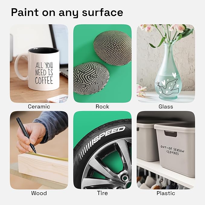 ARTISTRO 2 Black & White Permanent Marker - Waterproof Markers for Tire, Fabric, Rocks, Glass, Ceramic, Wood, Paper - Oil Based Paint Pens - Extra-Fine Tip 0.7mm