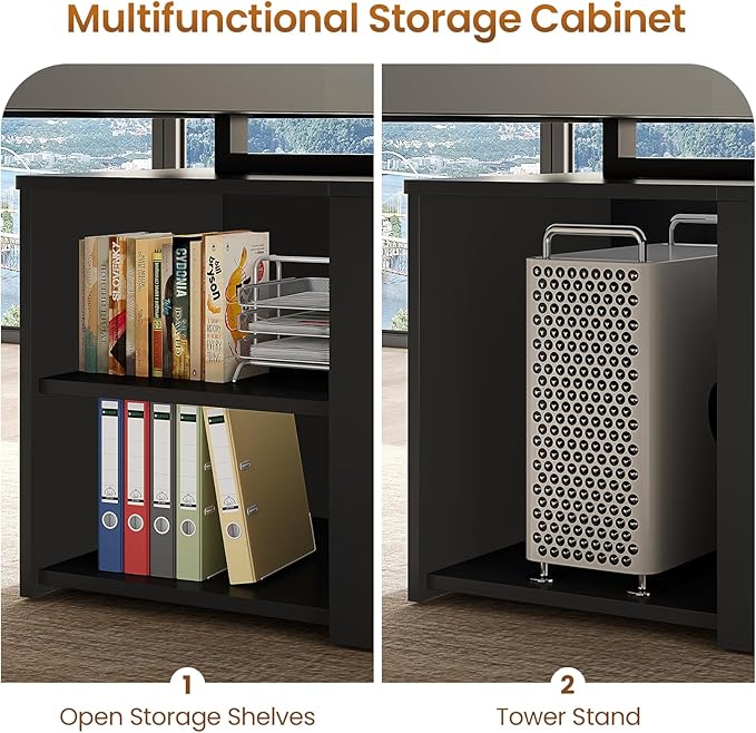 Itaar 70.9" Executive Desk, Large Computer Desk with Drawers and Lateral File Cabinet, Office Desk with Removable Shelves, Business Furniture Desk Workstation for Home Office, Gray