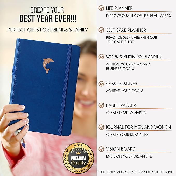 Journal for Men - Undated Daily, Weekly & Monthly Planner with Budget Section | A 12 Month Journey to Increase Productivity & Happiness | Life Organizer & Gratitude Journal - Horizontal Format