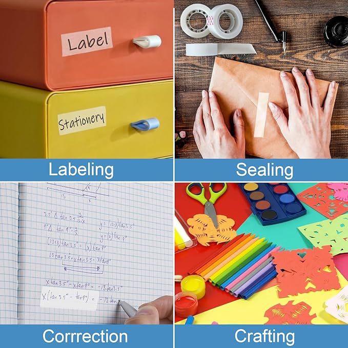 Beieverluck 96 Rolls Invisible Tape Refill 3/4 Inch X 1000 Inches Matte Tape for Dispenser Refill 1 Inch Core Magic Tape for Office Home School Supplies Correction Labeling Gift Wrapping Tape Roll