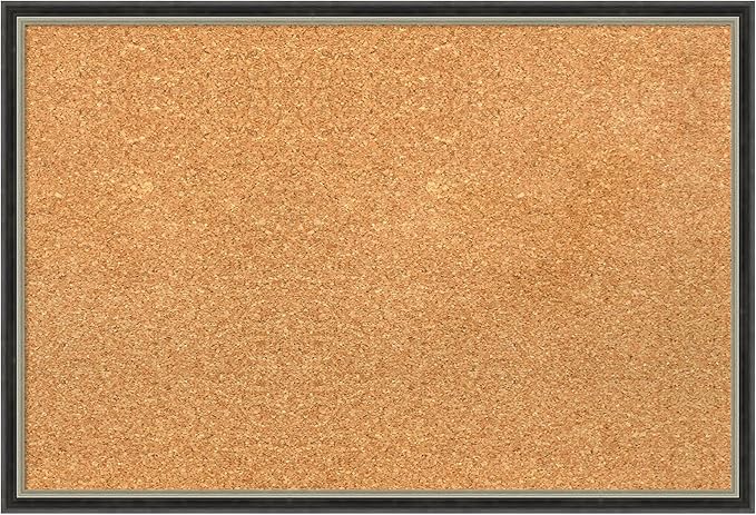 Amanti Art Natural Cork Board for Wall, 17x25 Vision Board with Black Wood Frame, Medium Corkboard Office Decor for Home Organization, Modern Contemporary Corkboard Pinboard to display items for home