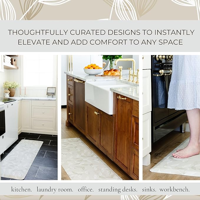 Anti Fatigue Mat by Laurel Lane Co. – Designer Anti Fatigue Mats for Kitchen Floor, Kitchen Mats for Floor, Desk Mat – Cushioned 0.75" Thick – Stain Resistant – Non-Skid Bottom – 20" x 39"