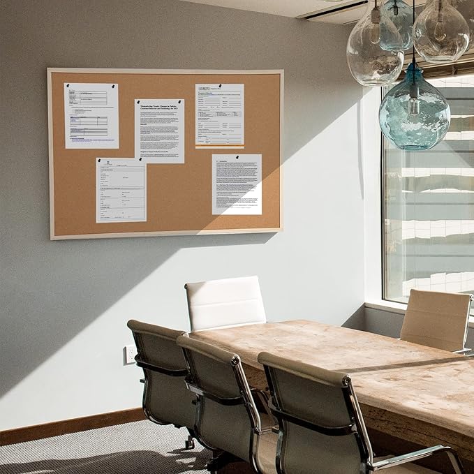 16” x 24” Cork Boards for Walls with Wooden Frame 1pack, Double Sided Office Board for Wall Organizer, Bulletins Board Decorative Hanging Pin Board for School, Home & Office, Notice Board Memo Board