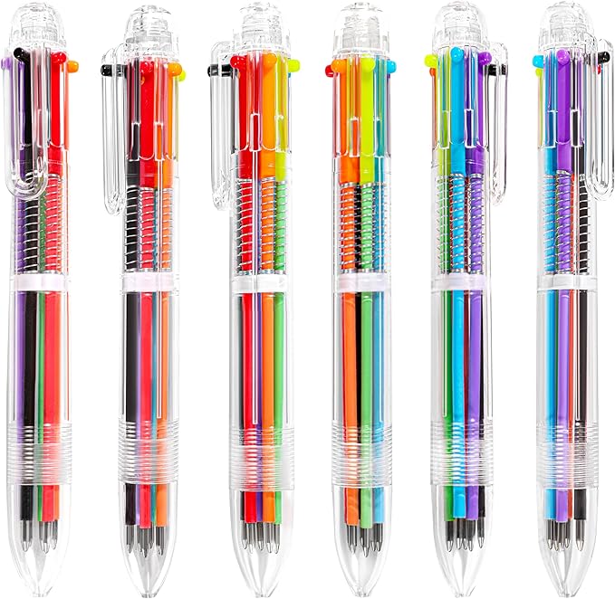 30 PCS 6-in-1 Multicolor Ballpoint Pens 0.5mm Party Favors 6 Colors Retractable Multicolor Pen for Office School Supplies Kids Students Children Birthday Party Favors Gifts Fun Pens (30)